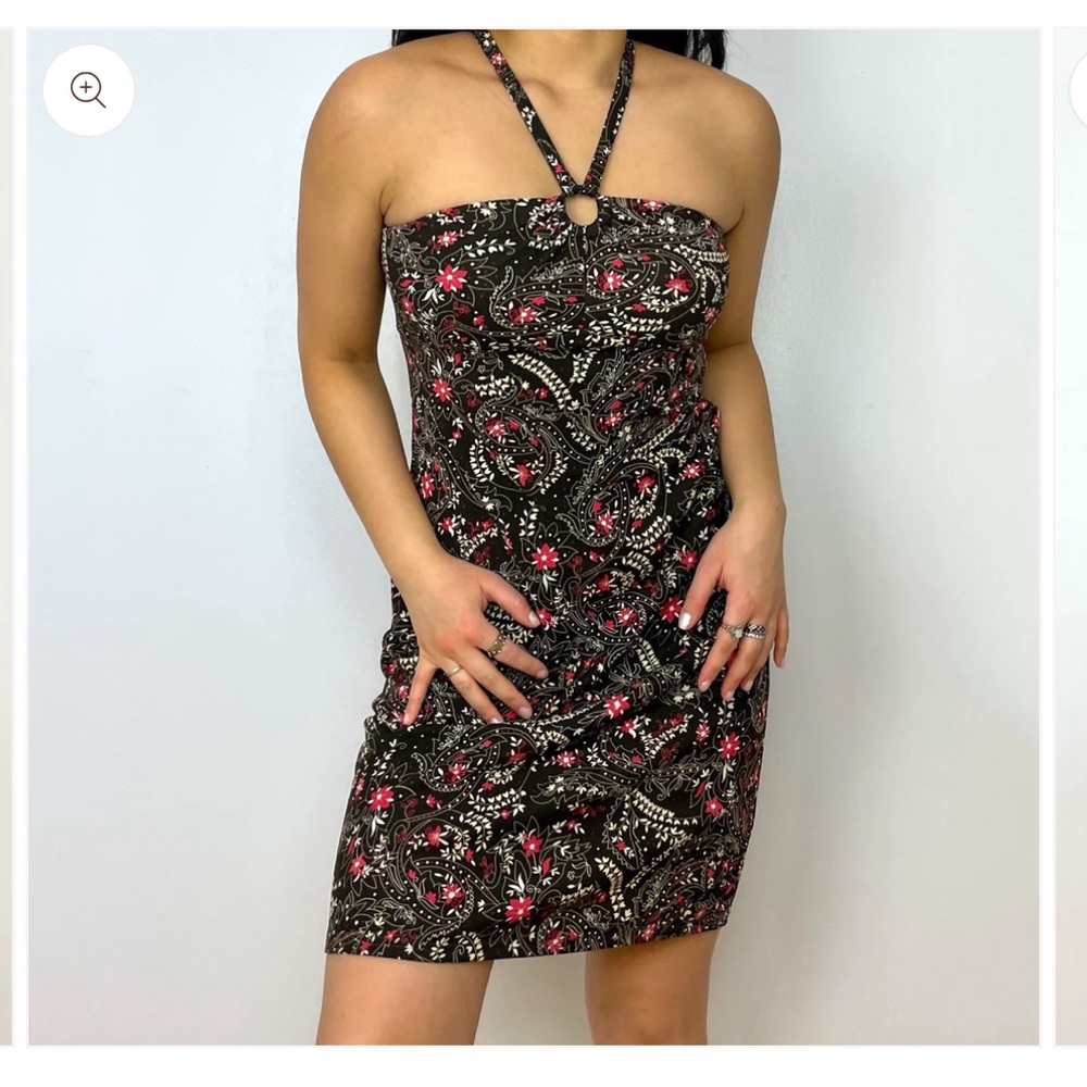 LOFT Chocolate Brown O-Ring Halter Boho Dress Vacation Size 14